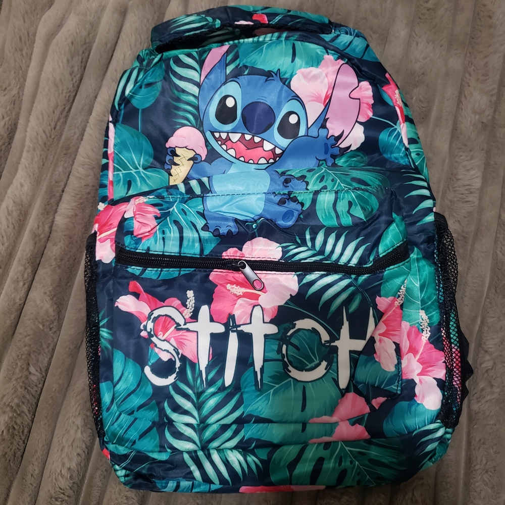 Stitch Tropical Print Backpack - Blue & Teal